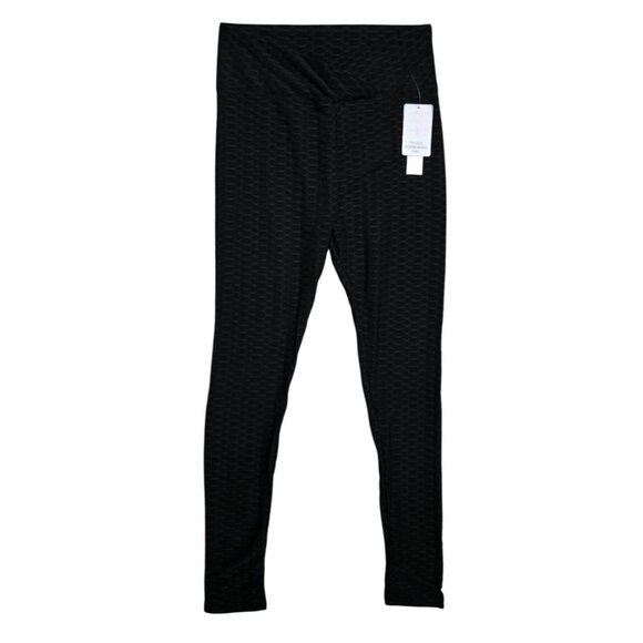 Workout Ready Black Textured Leggings XL Moisture Wicking Fabric 92% Polyester 8 - Picture 1 of 3